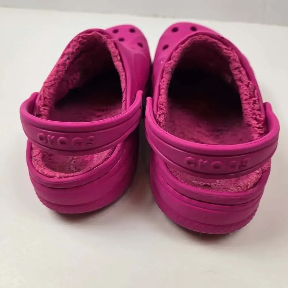Crocs Kids Pink Baya Lined Clogs Shoes Size J1